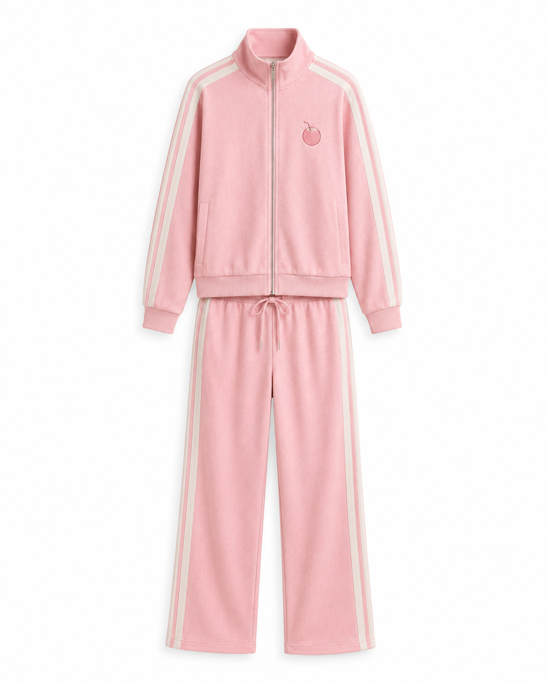 Coconut artwork detail on the PinkyCoco Pink Whitestripe Coco Sets women's matching fleece lounge set
