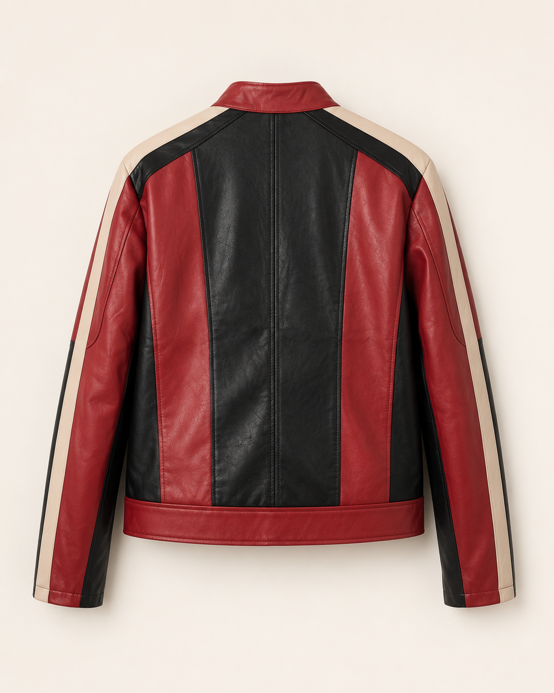 Close-up of PinkyCoco Red Black Panel women's racing jacket artwork