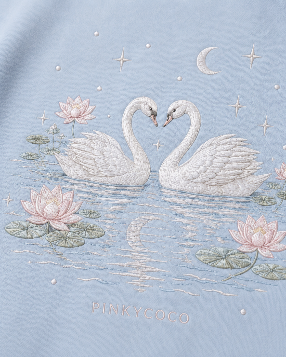 Close-up of the PinkyCoco Swan Lake artwork