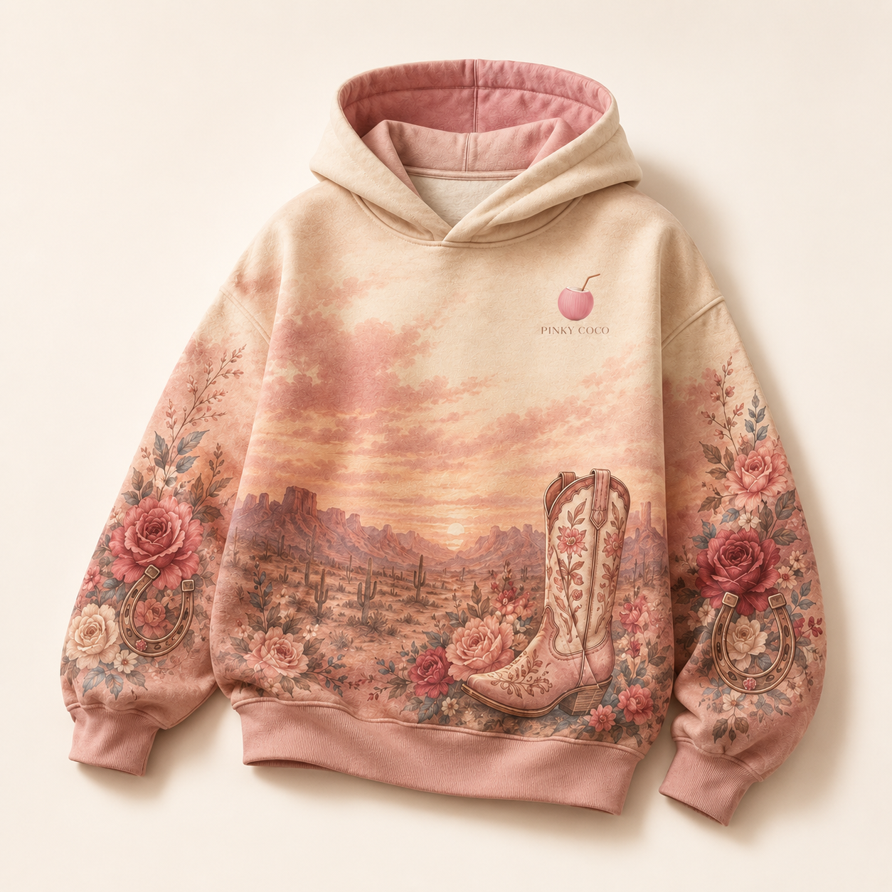 Additional view of the PinkyCoco American Sweetheart Rodeo women's hoodie