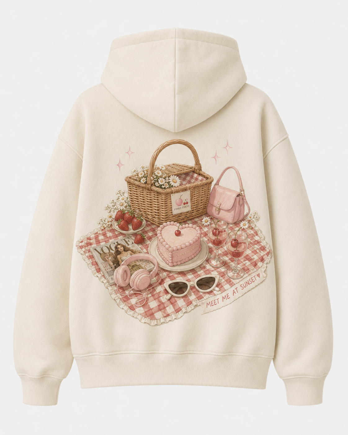 Additional view of the PinkyCoco Cherry Picnic women's hoodie