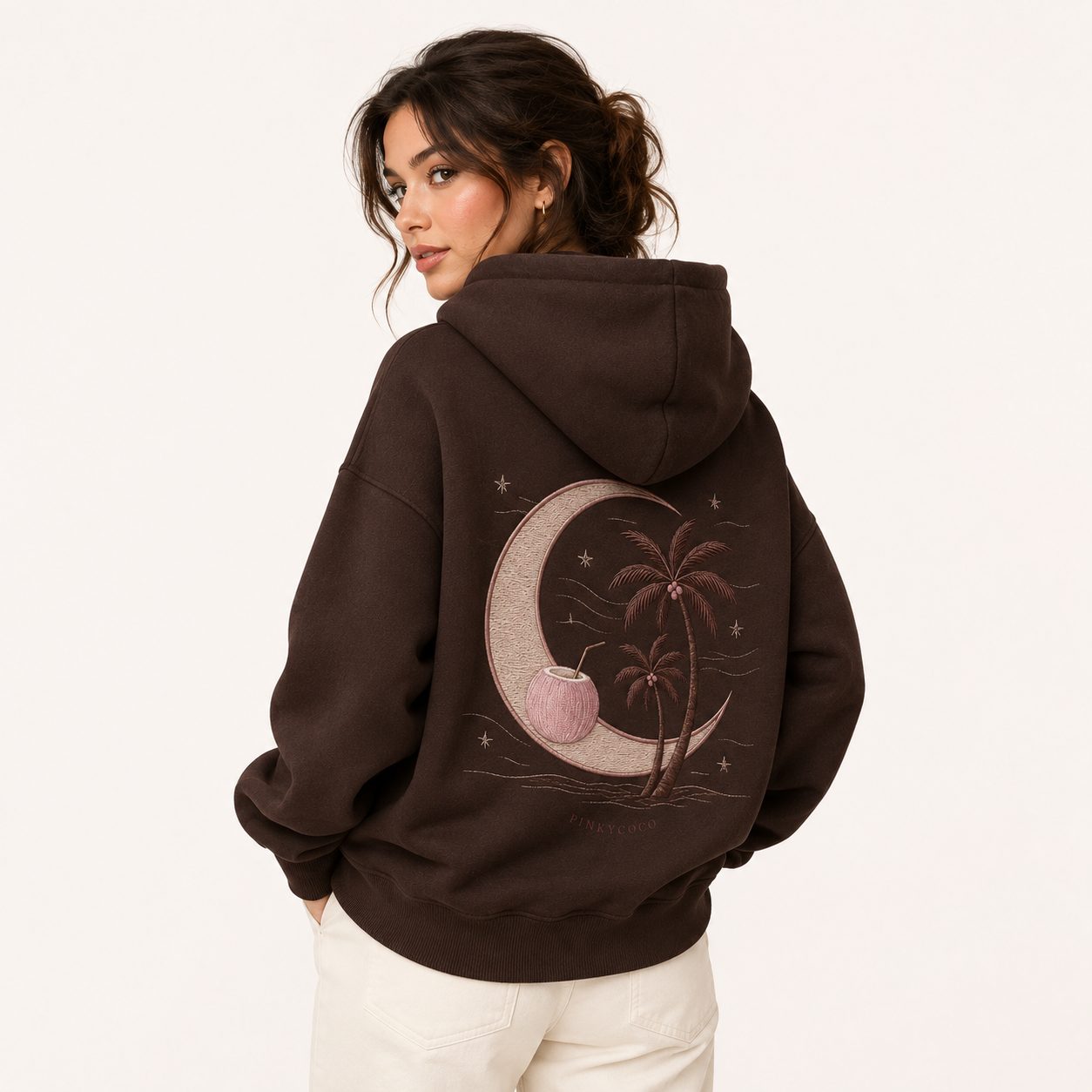 Additional view of the PinkyCoco Coconut Moon women's hoodie