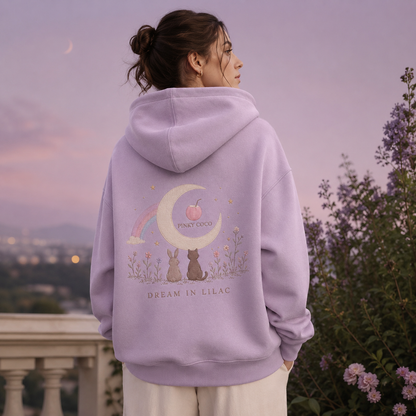 Additional view of the PinkyCoco Moon Meadow Friends women's hoodie