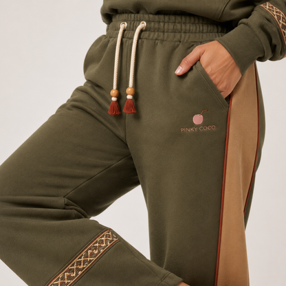 Additional view of the PinkyCoco Olive Desert Trail fleece set