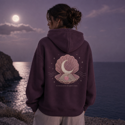Additional view of the PinkyCoco Plum Zodiac Shell Night women's hoodie
