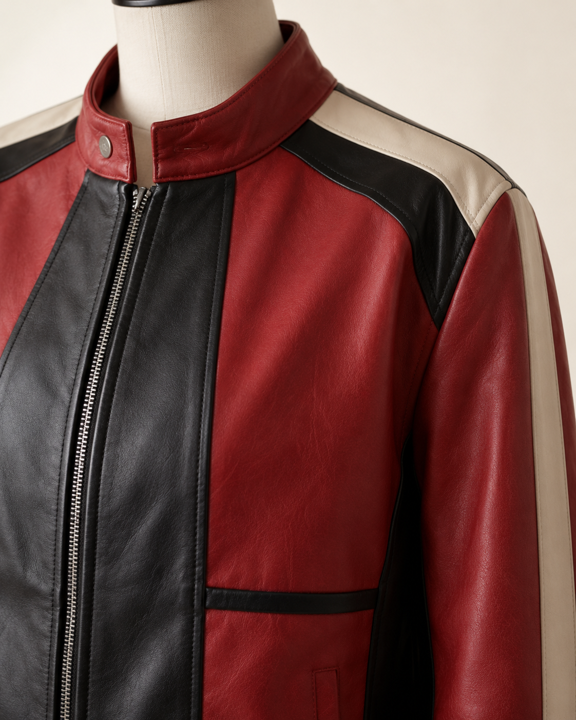 PinkyCoco Red Black Panel women's Racing Jacket additional view