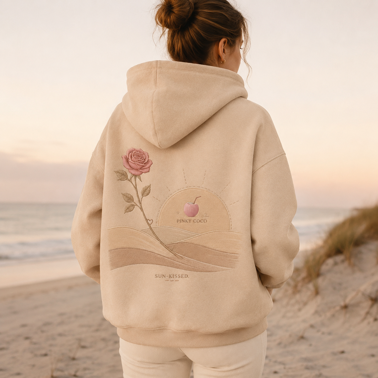 Additional view of the PinkyCoco Sand Rose Horizon women's hoodie