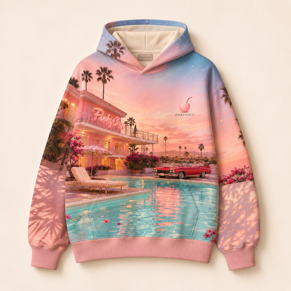 Alternate view of the PinkyCoco Afterglow Motel oversized fleece hoodie