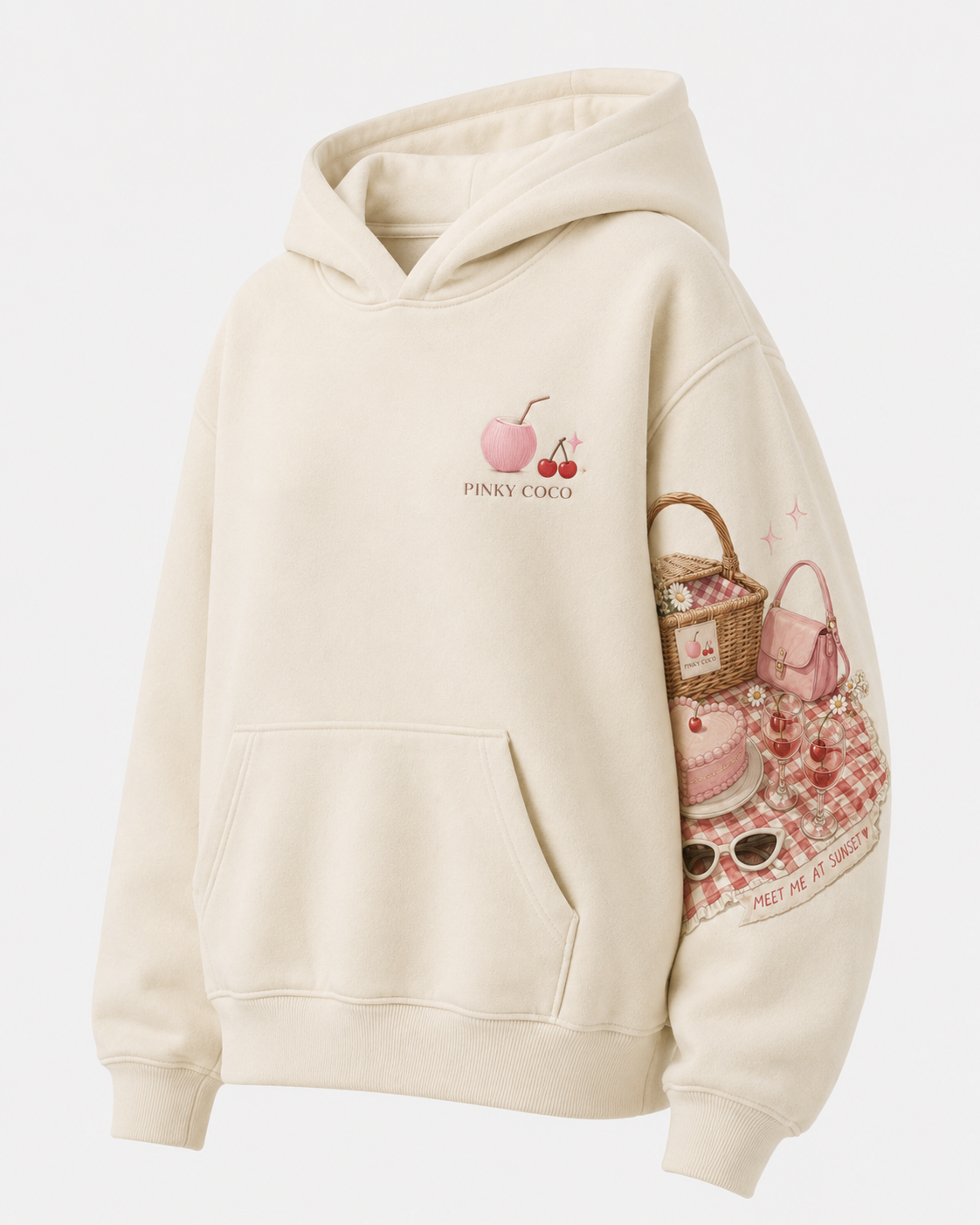 Additional view of the PinkyCoco Cherry Picnic women's hoodie
