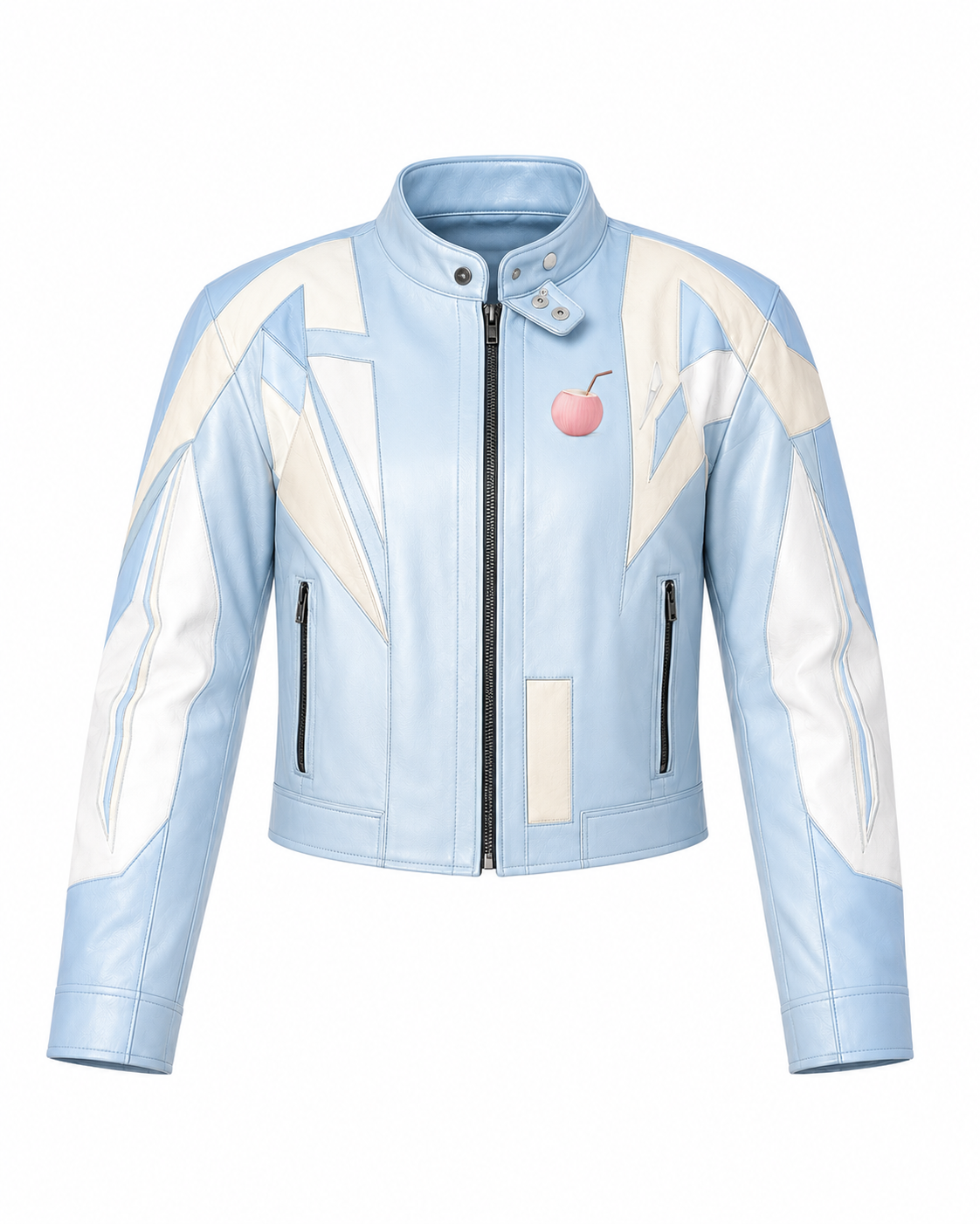 PinkyCoco Baby Blue Retro women's Y2K racing jacket front product view
