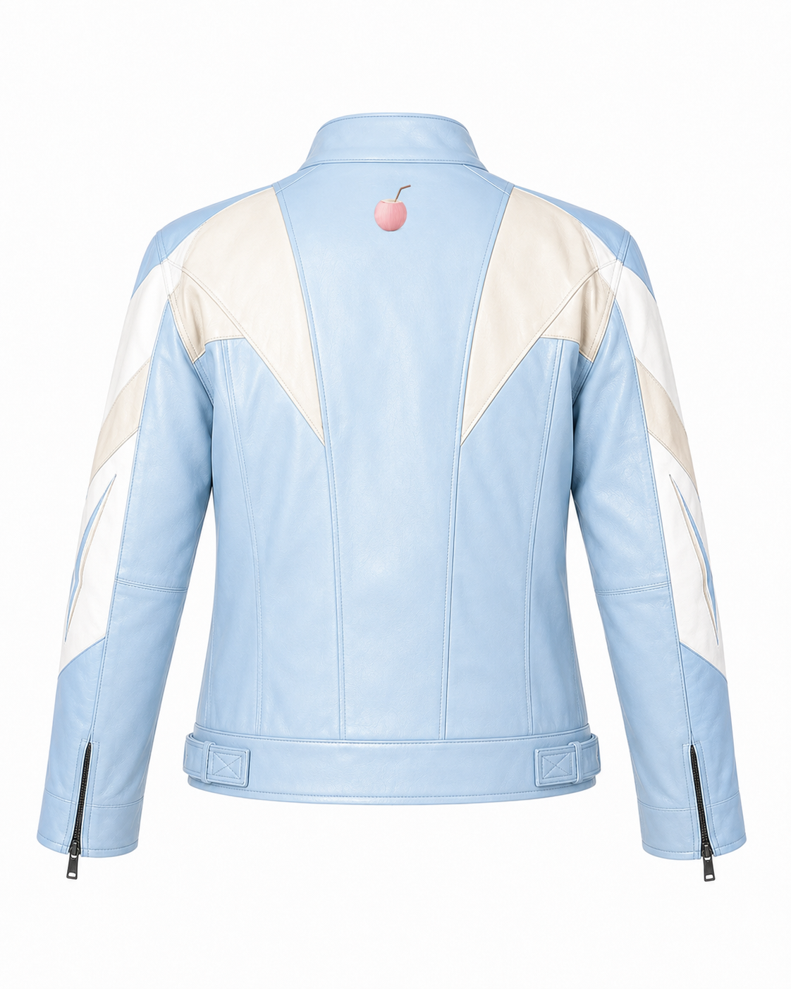 PinkyCoco Baby Blue Retro women's racing jacket back product view