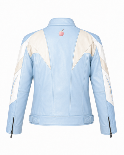 PinkyCoco Baby Blue Retro women's racing jacket back product view