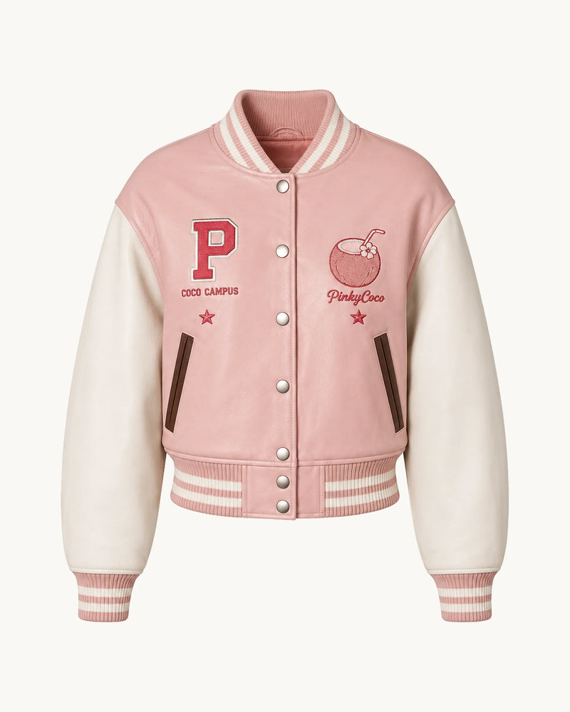 PinkyCoco Coco Campus Women's Leather Fashion Jacket