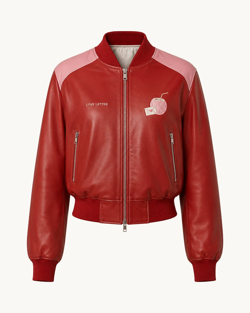 PinkyCoco Coco Love Letter Women's Satin Bomber Jacket