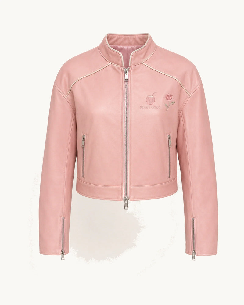 PinkyCoco Coco Rosette Women's Leather Fashion Jacket