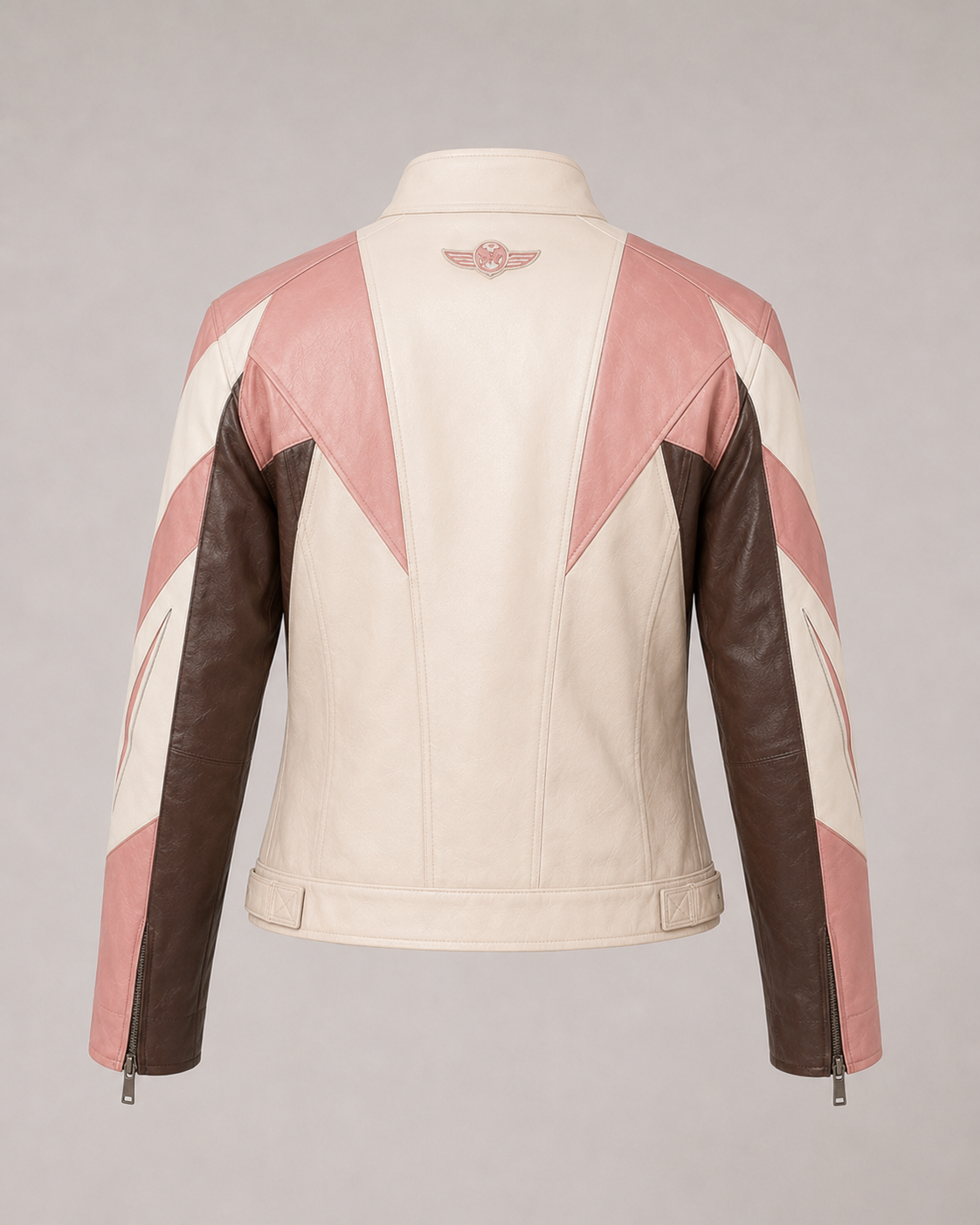 PinkyCoco Coconut Blush women's leather jacket back product view