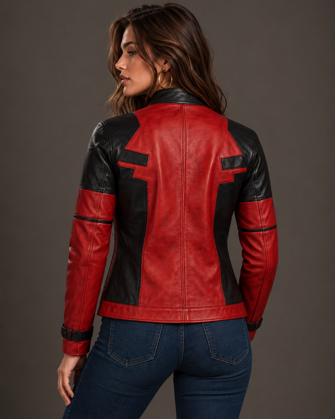 PinkyCoco Crimson Shadow women's jacket back model view