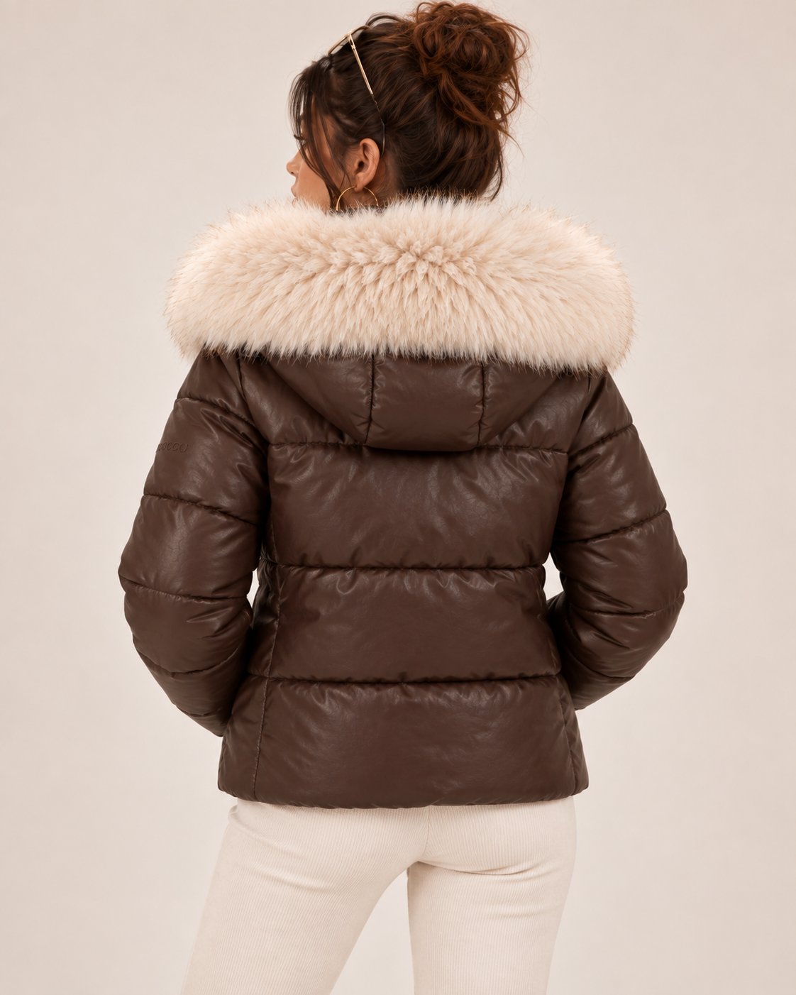 PinkyCoco Espresso Luxe brown quilted leather texture detail