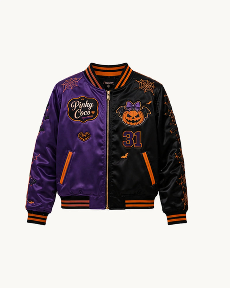 PinkyCoco Halloween Women's Satin Bomber Jacket