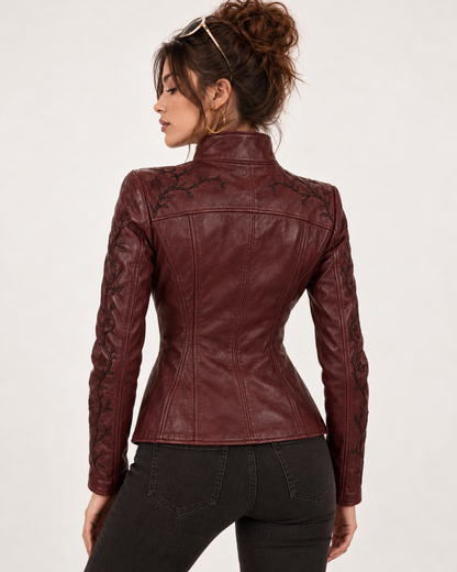 PinkyCoco Oxblood Gothic burgundy leather texture close-up