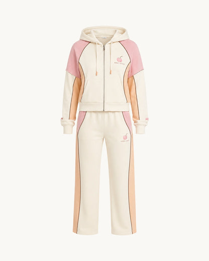 PinkyCoco Peachy Coco Women's Fleece Hoodie & Sweatpants Set, front thumbnail on warm ivory background
