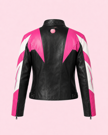 PinkyCoco Pink Voltage pink black racing jacket back product view