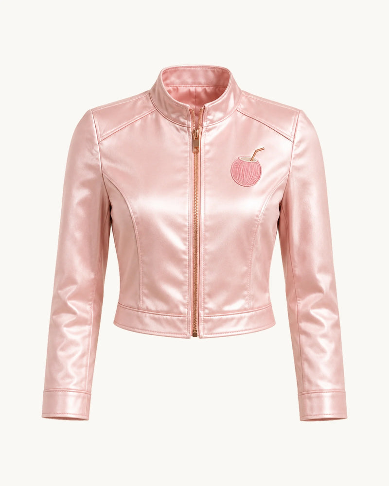 PinkyCoco Pinky Women's Satin Bomber Jacket
