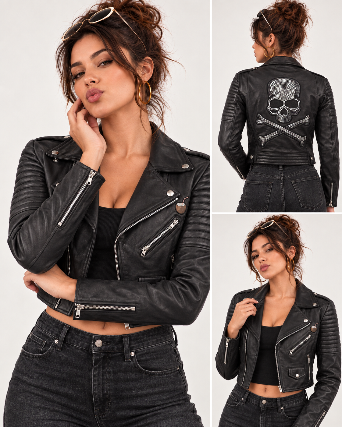 PinkyCoco Skull Rider skull embroidery back detail