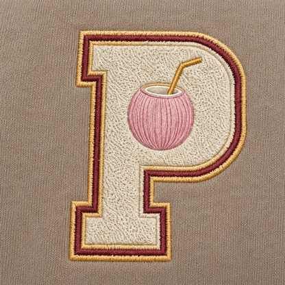 Model showing the back of the PinkyCoco Vintage Palm hoodie