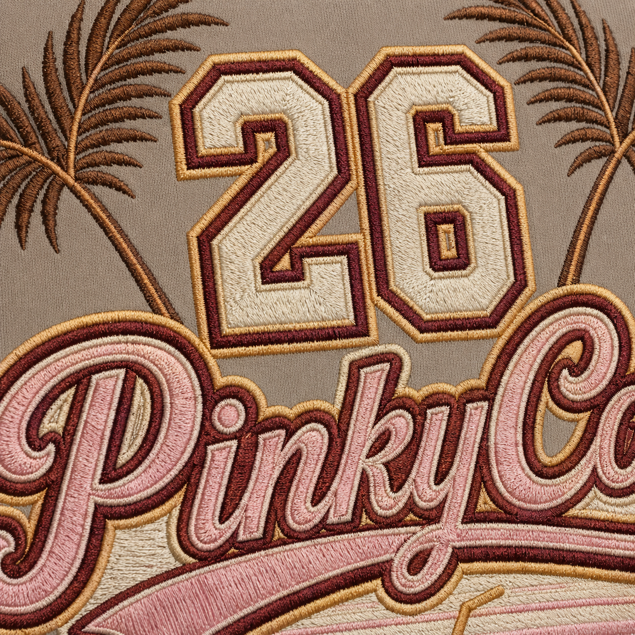 Side view of the PinkyCoco Vintage Palm women's hoodie