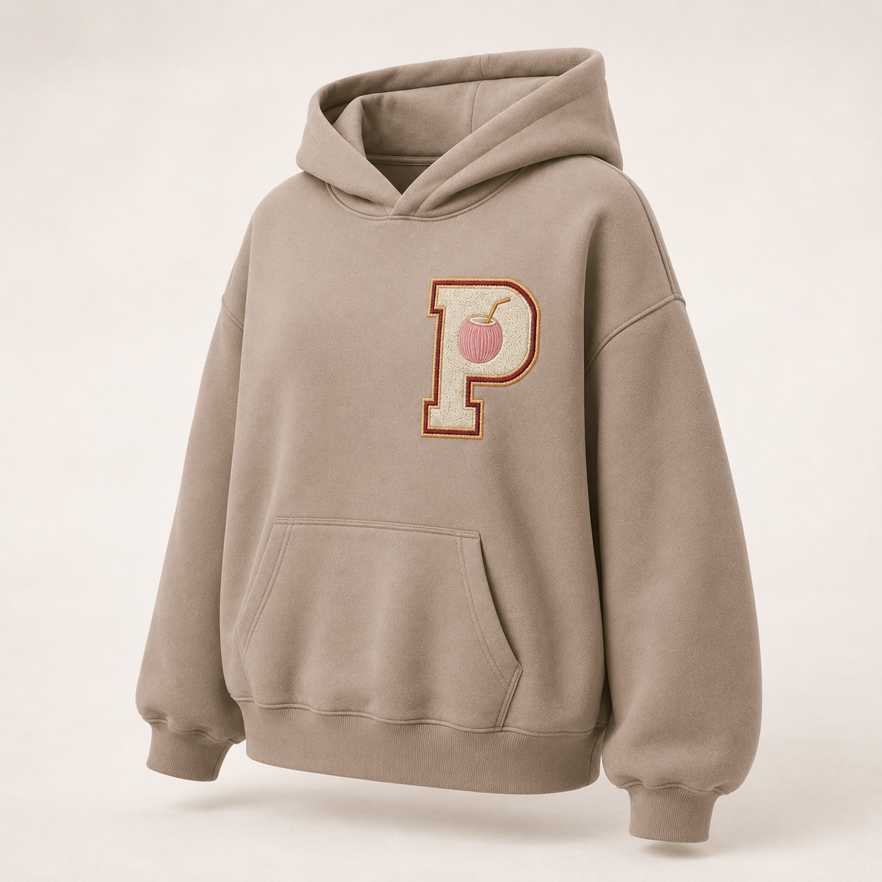 Three-quarter view of the PinkyCoco Vintage Palm women's hoodie