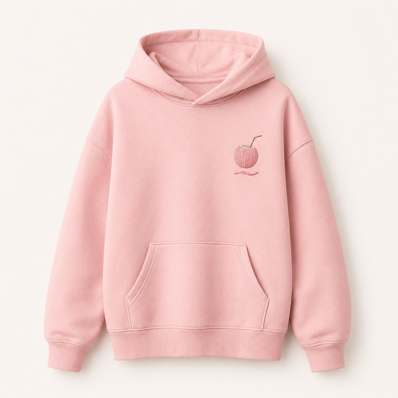 PinkyCoco Wave Bloom Women's Oversized Fleece Hoodie