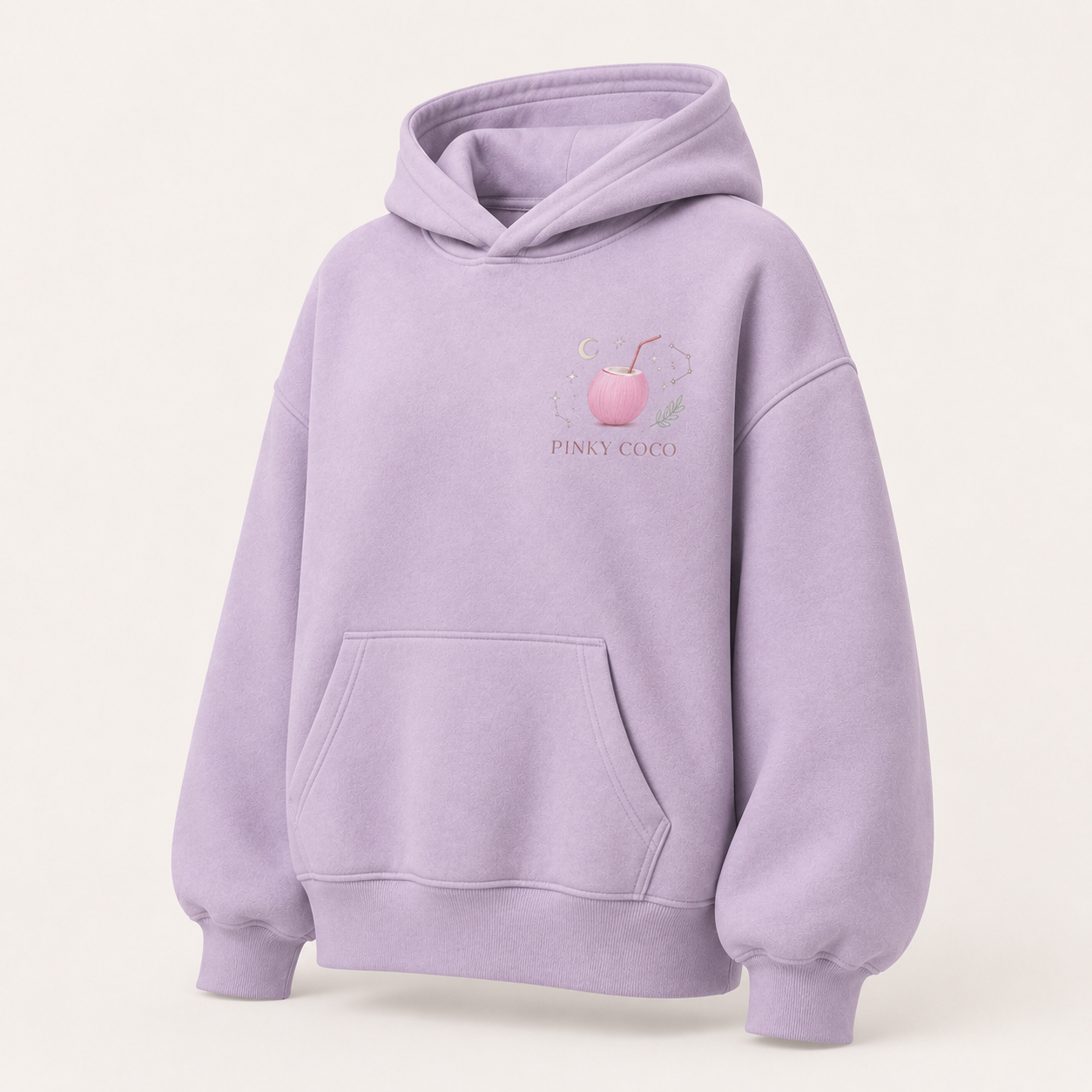 Three-quarter view of the PinkyCoco Zodiac Moon Garden women's hoodie